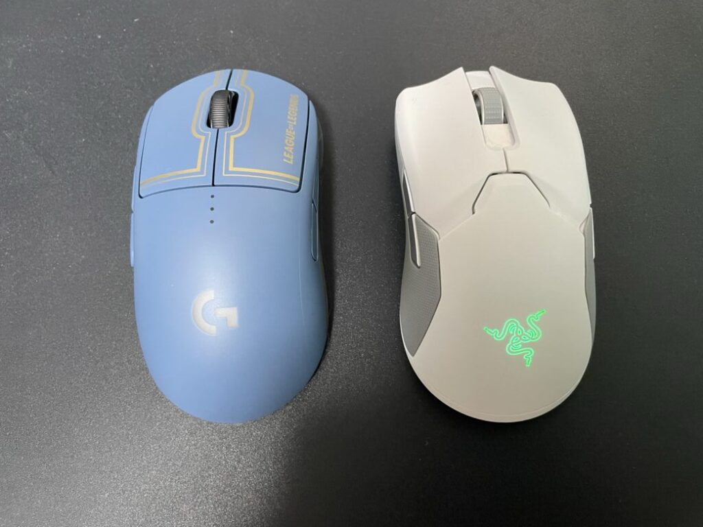 ロジクールのゲーミングマウス「G PRO Wireless」とRazerのゲーミングマウス「Viper Ultimate」の比較画像